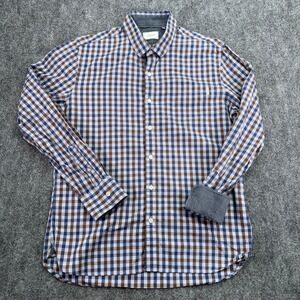 7 Diamonds Shirt Mens Medium Multi Checkered Long Sleeve Flip‎ Cuff Woven Casual